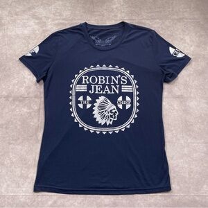 Robin's Jean T-Shirt Top Womens Size 2XL XXL Navy Silver Glitter The Chief